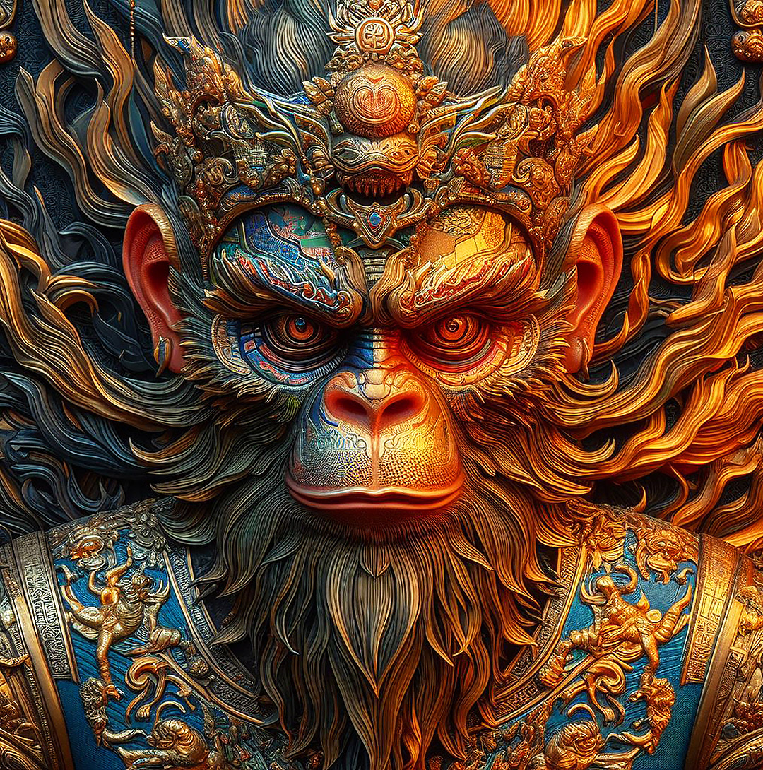 Monkey King - Digital Art by Andrew Kavanagh